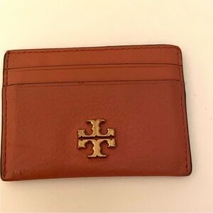 TORY BURCH Cognac Leather Card Holder